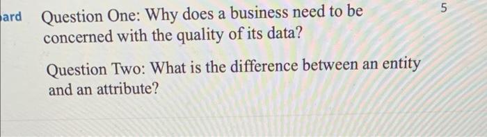discussion post ard Question One: Why does a