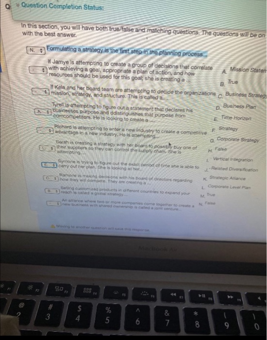 Question Completion Status: B. C In this section,