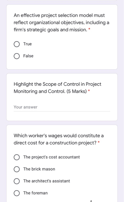 An effective project selection model must reflect