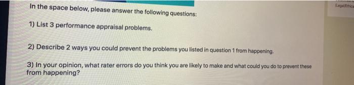 (Human Resource Management) In the space below,