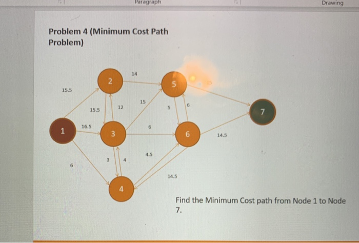 in excel Paragraph Drawing Problem 4 (Minimum