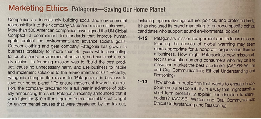 Marketing Ethics Patagonia-Saving Our Home Planet