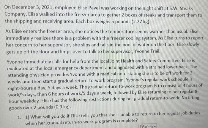 On December 3, 2021, employee Elise Pavel was