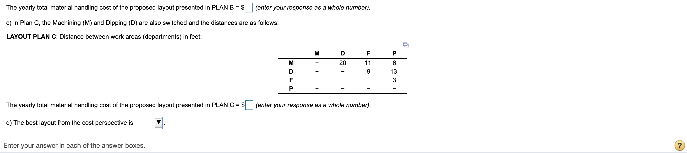 A Missouri job shop has four departments