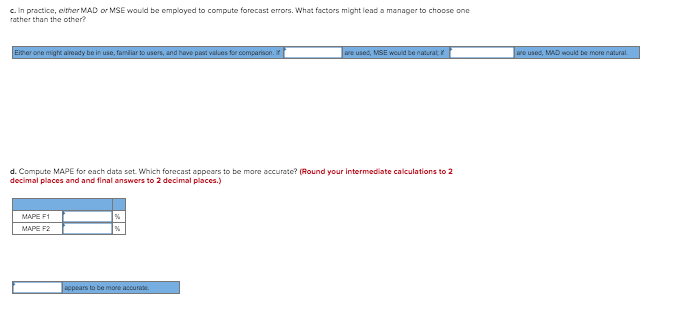 Two different forecasting techniques (Fland F2)
