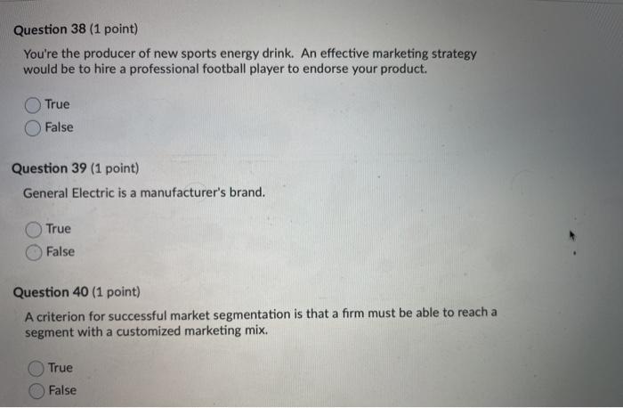 Question 38 (1 point) You're the producer of new