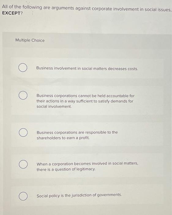 All of the following are arguments against