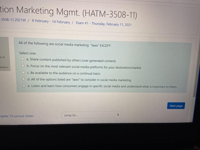 tion Marketing Mgmt. (HATM-3508-11) 3508-11.2021W