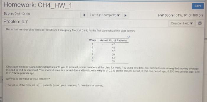 Save Homework: CH4_HW_1 Score: 0 of 10 pts 7 of
