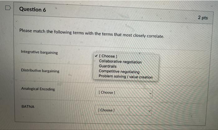 Question 6 Please match the following terms with