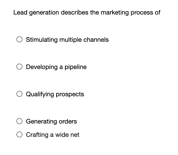 Lead generation describes the marketing process