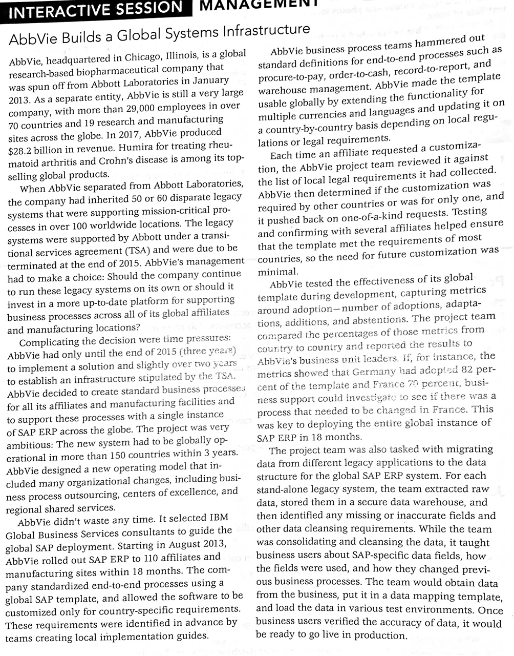 Read the case study and answer the four questions