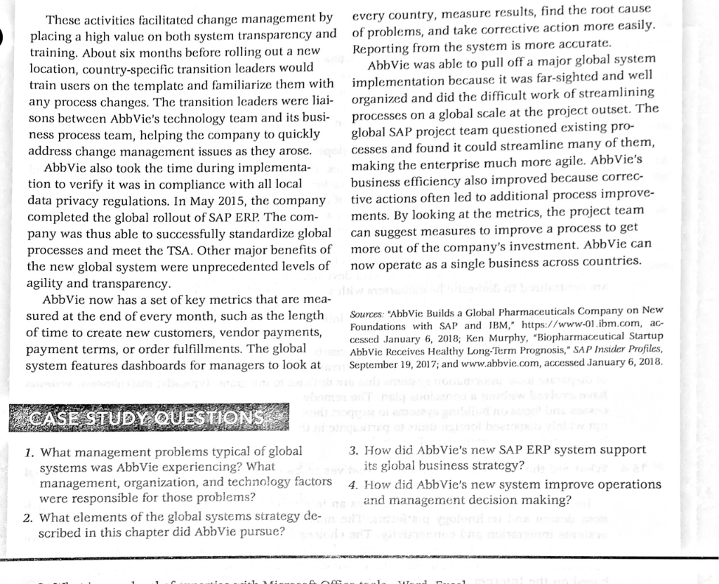 Read the case study and answer the four questions