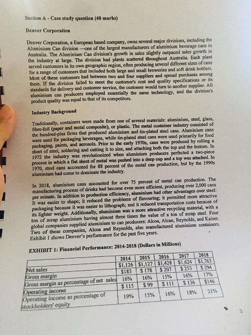 Section A - Case study question (40 marks) Denver