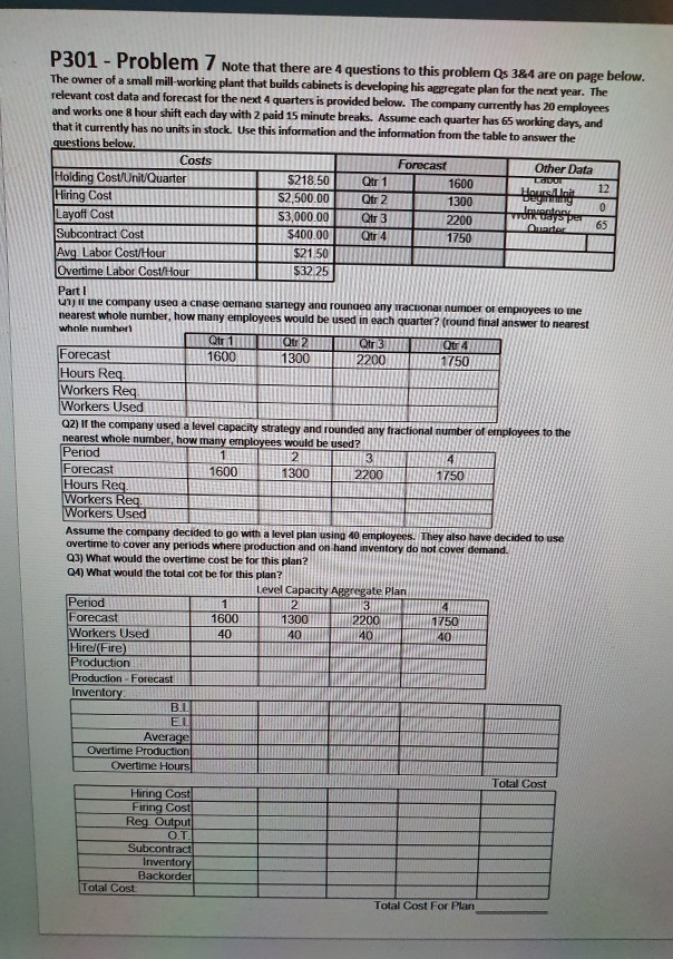 LOPOT Hours lait 1 P301 - Problem 7 Note that