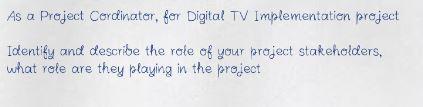 As a Project Cordinater, for Digital TV