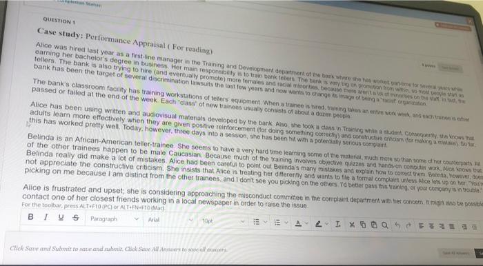 QUESTION 1 Case study: Performance Appraisal (For