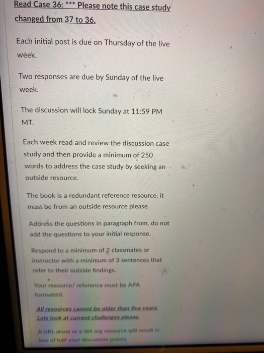 Read Case 36: *** Please note this case study