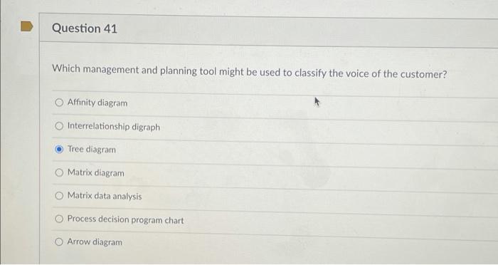 ??? Question 41 Which management and planning