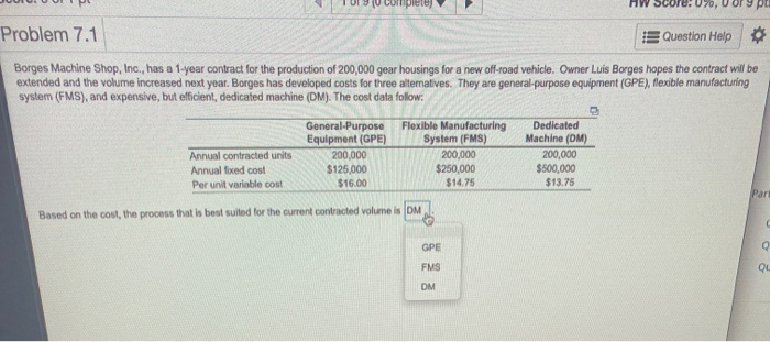 Problem 7.1 Question Help Borges Machine Shop,