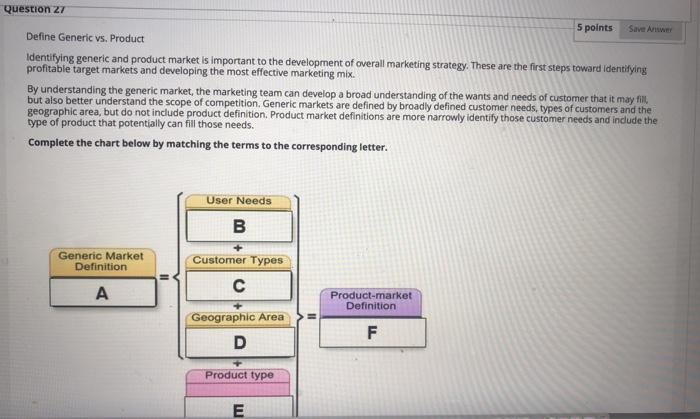 Save A Question 27 5 points Define Generic vs.
