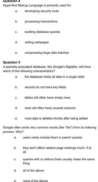 Google stores the data extracted from webpages in