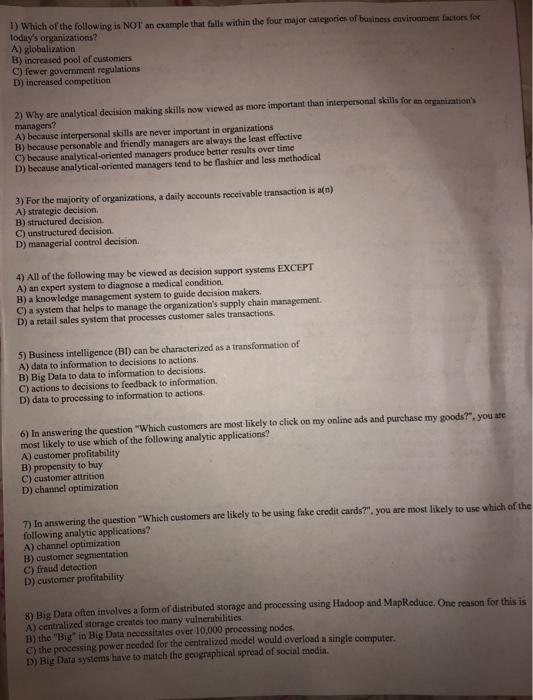 1) Which of the following is NOT an example that