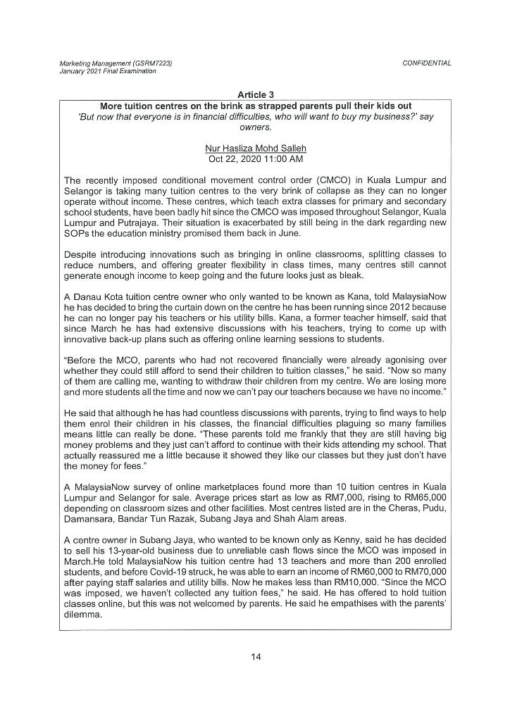 Read Article 3 that is attached at the Appendix