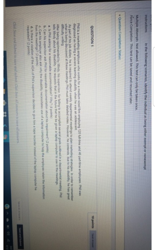 Instructions in the following scenarios, identify