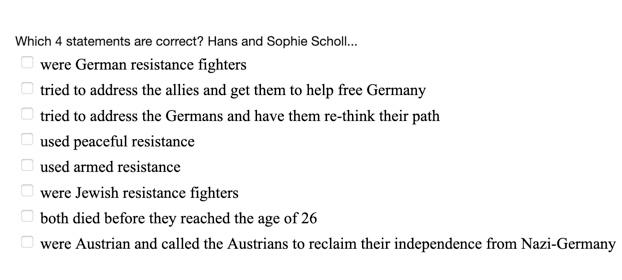 OOOOOOOO Which 4 statements are correct? Hans and