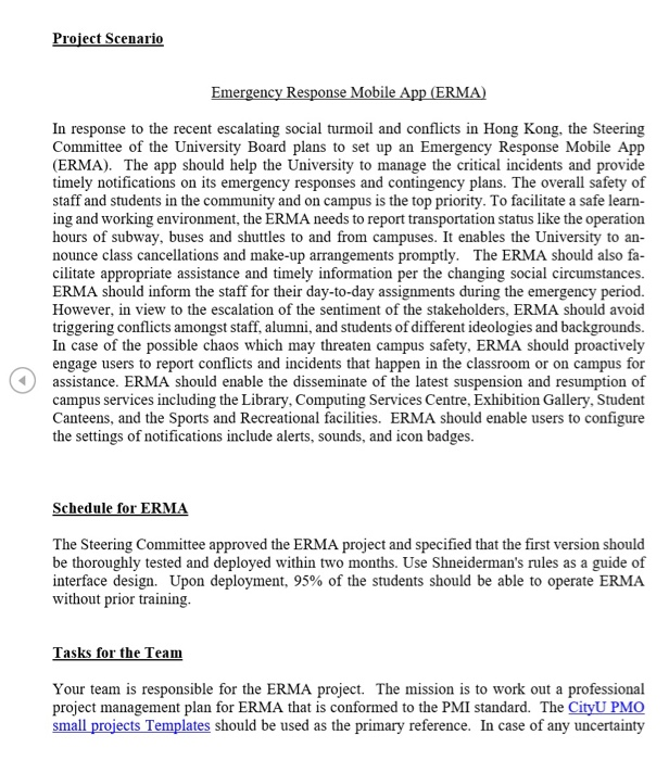 Project Scenario Emergency Response Mobile App