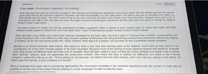 QUESTION Case study: Performance Appraisal (For