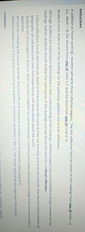 Instructions In addition to forum postings,