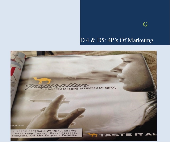 Using this advertisement,address the 4P's of