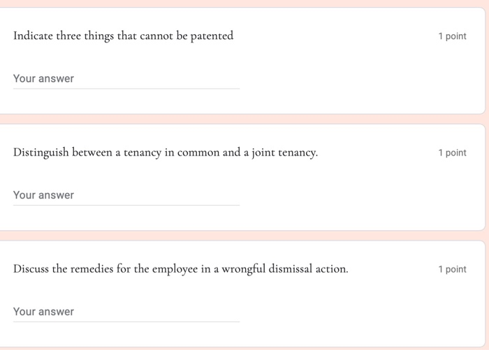 Indicate three things that cannot be patented 1