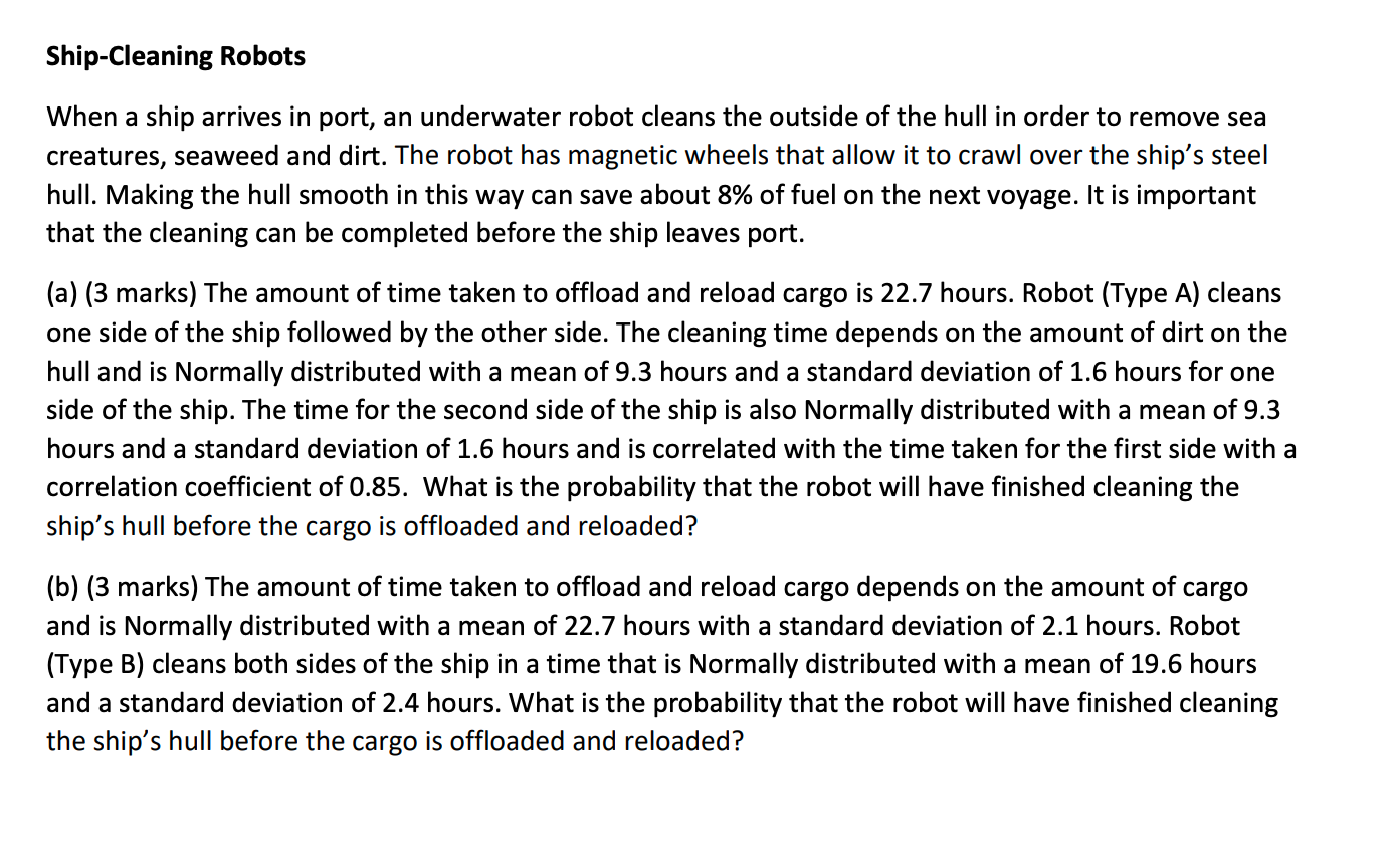 Marks for each part of each question are
