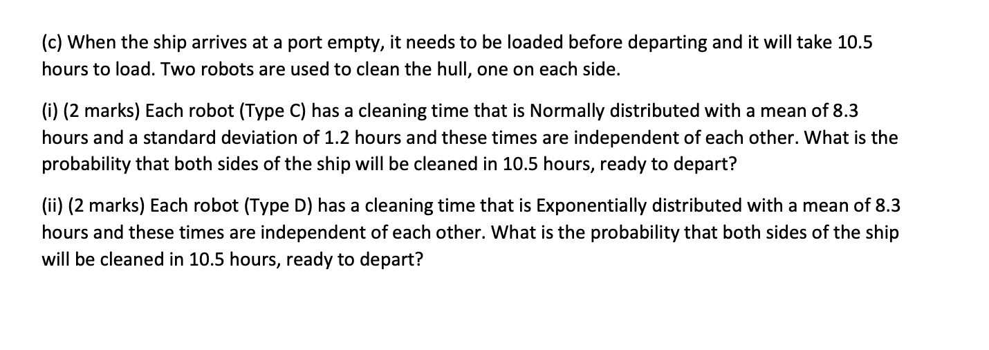 Marks for each part of each question are