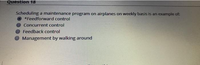 Question 18 Scheduling a maintenance program on