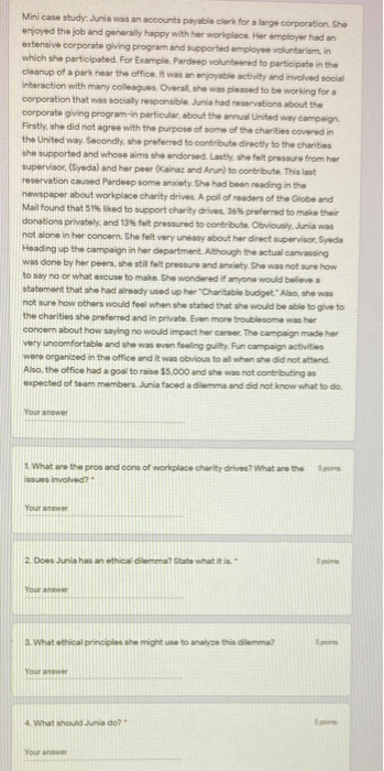 Mini case study. Junia was an accounts payable