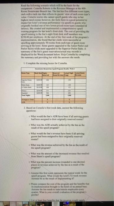 Read the following scenario which will be the