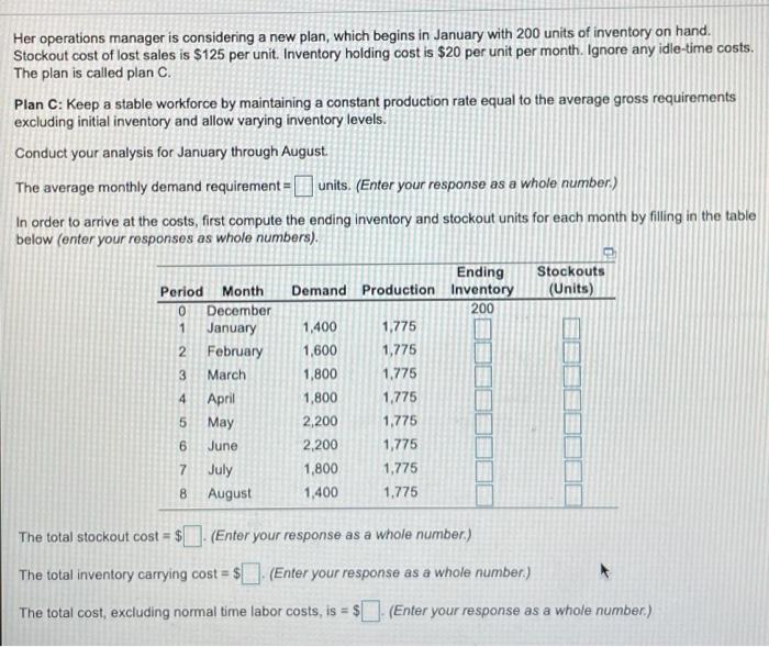 as soon as possible Her operations manager is