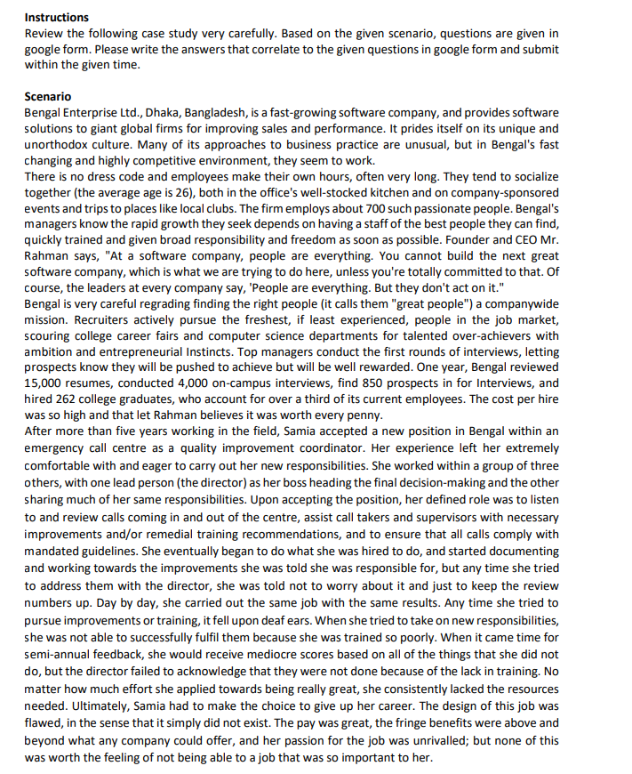 Course: HRM 360 Based on the given situation,