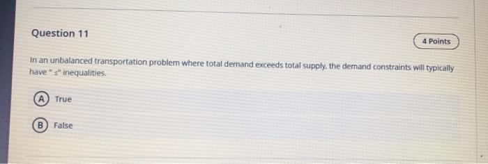 Question 11 4 Points In an unbalanced
