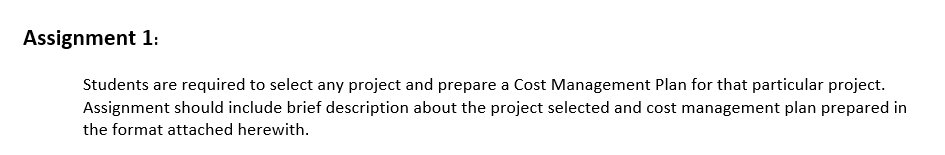 Assignment 1: Students are required to select any