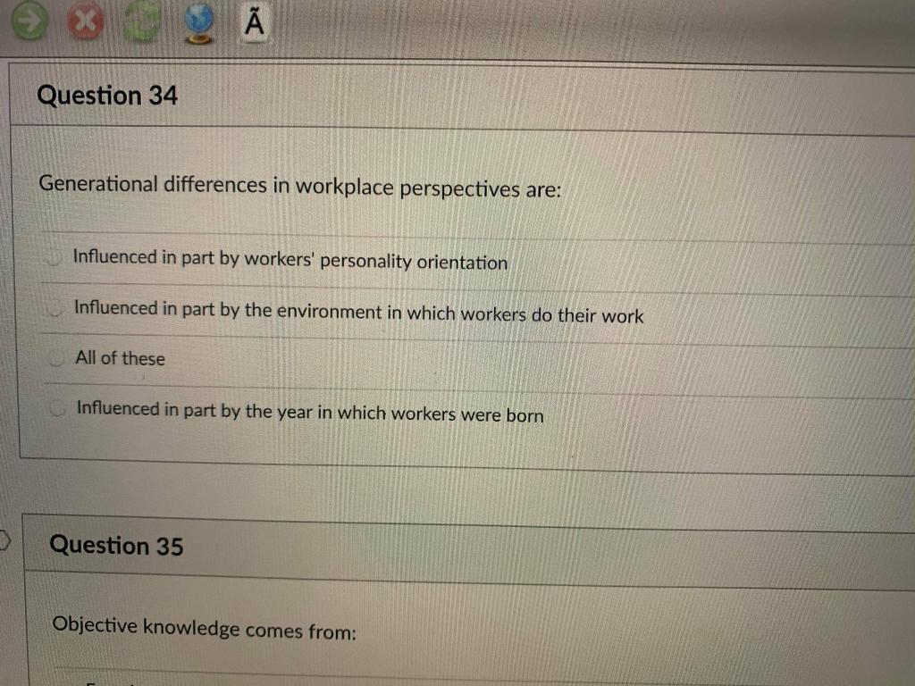 Question 34 Generational differences in workplace