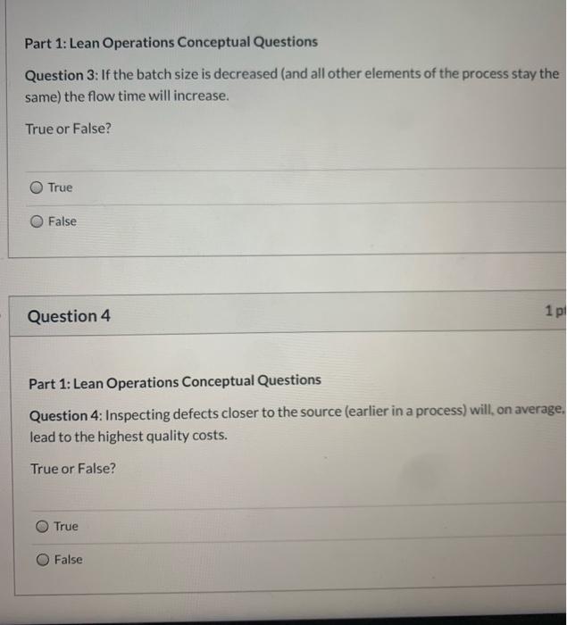 Part 1: Lean Operations Conceptual Questions
