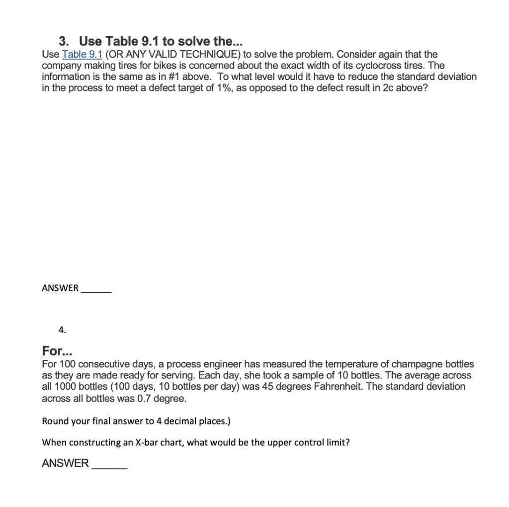 3. Use Table 9.1 to solve the... Use Table 9.1