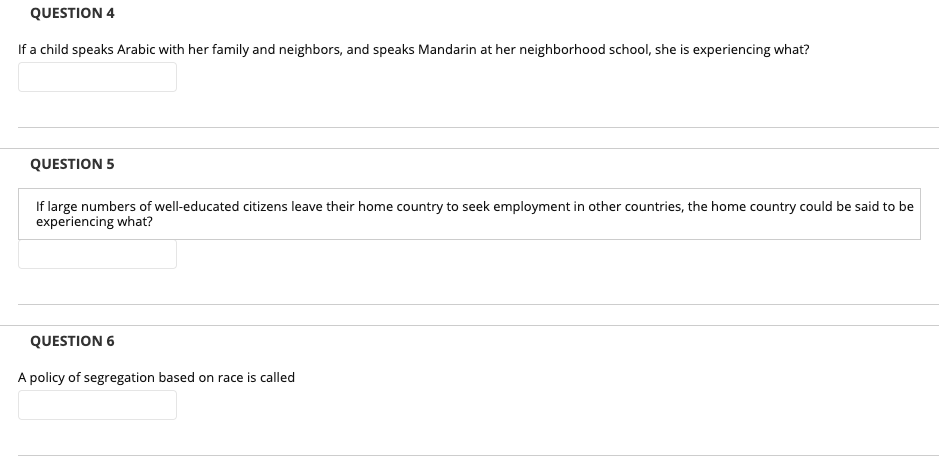 QUESTION 4 If a child speaks Arabic with her