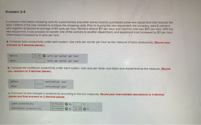 Problem 2-4 A company that makes shopping carts