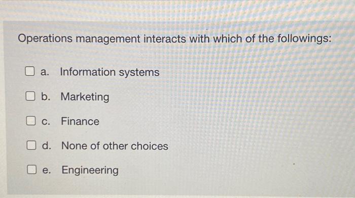 Operations management interacts with which of the